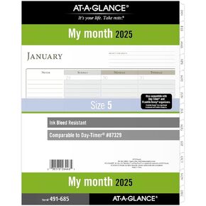 إعادة تعبئة مخطط AT-A-GLANCE 2025، شهريًا، 8-1/2 بوصة × 11 بوصة، حجم الورقة، أوراق فضفاضة (491-685-25)