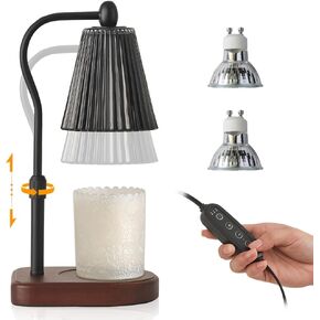 Candle Warmer Lamp, Electric Candle Lamp Warmer with Timer & Dimmer Height Adjustable, Candle Lamp Warmer Vintage Glass Shade for Home Decor (Bronze Black)