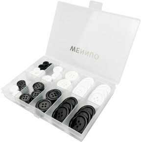100Pcs Black Sewing Buttons,4-Hole Craft Buttons, 5 Sizes,with Compartment Storage Box, Suitable for Sewing,Suit Coat Shirt Buttons，DIY Decoration (Black)