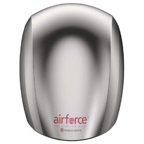 World Dryer J-971A3 Airforce Automatic High-Speed Energy-Efficient Hand Dryer, Metal Cover, Brushed Chrome 110-120V