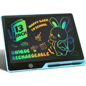 LCD Writing Tablet for Kids, Rechargeable 13 Inch Doodle Board,Easter Basket Stuffers,Preschool Learning Toys Christmas Birthday Gift 3 4 5 6 7 Year Old Girls Boys (Black)