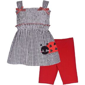 Bonnie Jean Girls Size 12M-6X Seersucker Applique Top Knit Short Set