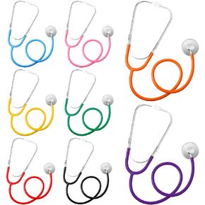 8 Pcs Kids Stethoscope Toy Nursing Real Working Stethoscope Doctor Kit for Kids Role Play Doctor Nurse Costume Accessories (Lovely Colors)