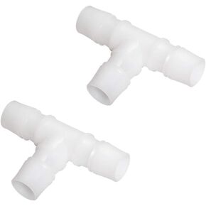 Quickun 5/8" Hose Barb T Shaped Tee Type 3 Way Equal Barbed Fitting Plastic Joint Splicer Mender Union Adapter for Air Line Tube Hose (Pack of 2)