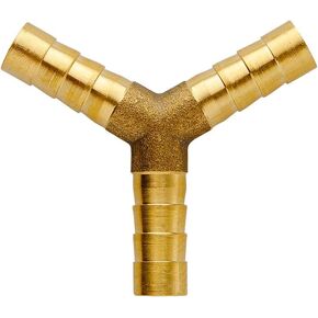 Quickun 1/4" ID Hose Brab, Brass Shaped Y 3 Ways Barbed Hose Fitting Intersection Split Splicer Joint Union Adapter for Water/Fuel/Air (Pack of 4)