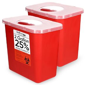 Oakridge Products Large Sharps Container for Home Use and Professional 2 Gallon (2-Pack) with Rotating lid, Biohazard Needle and Syringe Disposal, CDC Certified