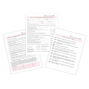 Eyebrow Lamination Consent Form, Intake Form, Aftercare Form | 75 Pack | 8.5x11" inch Paper Size Form | 25 Consent Forms, 25 Client Intake Forms, 25 Aftercare Forms