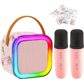 Mini Karaoke Machine for Kids with 2 Wireless Microphone, Portable Bluetooth Speaker 4, 5, 6, 7, 8, 9, 10, 12 Years Old Girls Birthday Gift Girls,Adults,Party, Home KTV,Outdoor,Travel