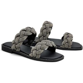Women's Braided Double Band Slip-On Sandal