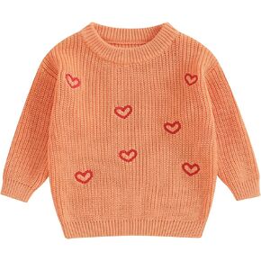 Baby Girl Valentines Day Outfit Love Heart Sweet Long Sleeve Sweater Tshirt Crewneck Tops Fall Winter Clothes