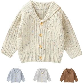 Baby Cardigan Toddler Sweater Long Sleeve Coat Knit Outerwear V-Neck Pullover for Infant Boy Girl