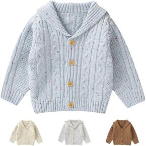 Baby Cardigan Toddler Sweater Long Sleeve Coat Knit Outerwear V-Neck Pullover for Infant Boy Girl