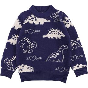 Peecabe Toddler Baby Cable Knit Sweater for Boys Long Sleeve Crewneck Striped Cotton Pullover Sweatshirt Fall Winter 1-5T