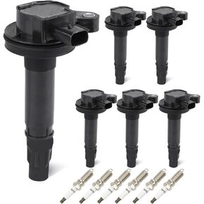 Set of 6 Ignition Coils Pack 6 Iridum Spark Plugs Compatible with Ford Edge Flex Fusion Taurus, Lincoln MKS MKT MKX MKZ Sable Replace UF553