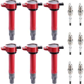 CarBole UF502 Ignition Coils and Spark Plugs Set Compatible with Volkswagen Routan Dodge Avenger Challenger Charger Journey (Pack of 6)