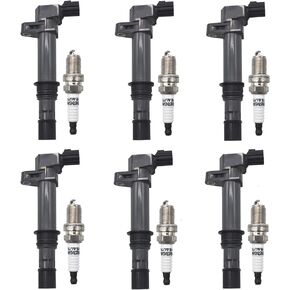 Ignition Coil Pack and Iridium Spark Plug UF270 Set of 6 Compatible with Dodge Jeep Mitsubishi Liberty Grand Cherokee Raider Commander Nitro Durango Dakota 3.7L V6
