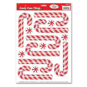 Beistle 22115 Candy Cane Clings, 12-Inch by 17-Inch Sheet