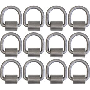 Boxer 12 Pack ½" Weld-On Heavy Duty Forged D Rings 12,000 Pounds, Raw Finish, for Flatbed Trucks, Trailers, Tie-Down Anchor