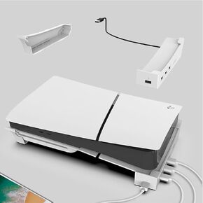 Horizontal Stand for PS5 Slim Console, Base Stand Accessories Compatible with PlayStation 5 Slim Disc & Digital Edition Console（White）