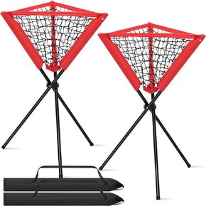2 Pcs Baseball Caddy Softball Practice Ball Caddy Portable Baseball Basket Foldable Baseball Stand Metal Baseball Ball Holder with Carry Bag for Batting Training Pitching Hitting Equipment