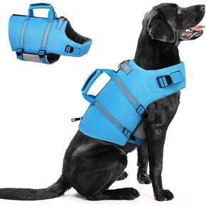 Queenmore Dog Life Jacket,Dog Life Vest for Swimming,Small Dog Swim Vest,Lightweigth Adjustable Reflective Puppy Pet Float Life Preserver Vest with Back Zip,Rescue Handle,Metal Hook (Green S)