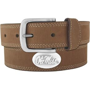 NCAA Mississippi Old Miss Rebels Light Crazy Horse Leather Concho Belt