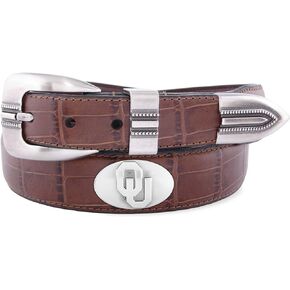 NCAA Oklahoma Sooners Crocodile Tip Leather Concho Belt