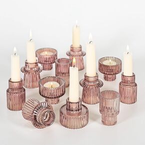 حاملات شمعدان زجاجية مستدقة، حاملات شموع Tealight لقطع الطاولة المركزية، وديكور الزفاف وحفلات العشاء