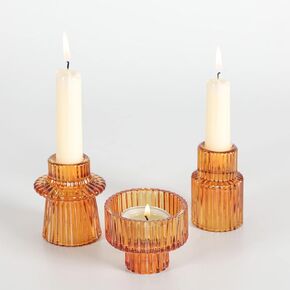 Taper Glass Candlestick Holders Tealight Candle Holders for Table Centerpieces, Wedding Decor and Dinner Party