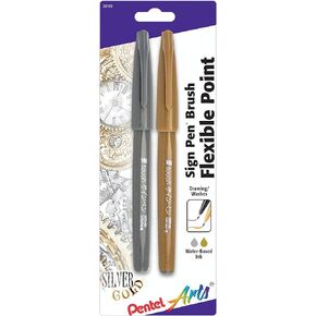 Pentel Arts Sign Pen Touch, Fude Brush Tip, Black Ink - 1 Pack (SES15NBPA)
