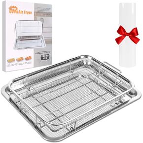 15.5“ x 11.6“ Air Fryer Basket for Oven, Large Stainless Steel Air Fryer Pan and Crisper Tray for Baking Fries,Bacon,Chicken