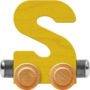 Maple Landmark NameTrains Bright Letter Car S - Made in USA (Yellow)