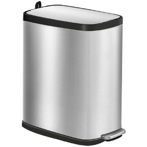 Small Bathroom Trash Can with Air Freshener Soft Close Lid, 6L/1.6 Gal Slim Stainless Steel Trash Can, Step Pedal Garbage Can with Removable Inner Bucket for Bathroom, Bedroom, Toilet（Silver）
