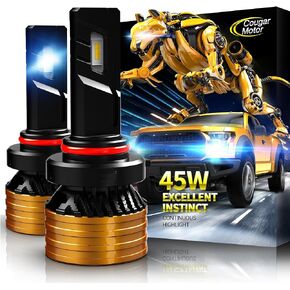 Cougar Motor 9005 HB3 Bulbs, 9005 HB3 Fog Light or Off-Road Bulbs, 6500K Xenon White, 360-Degree Adjustable Light Mode,Plug-N-Play,IP67 - Pack of 2