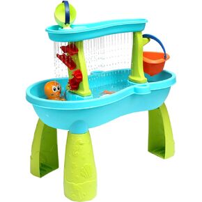 Toddler Sensory Sand and Water 2 Tier Table| Indoor & Outdoor Water and Sand Summer Beach Toys and Play Table for Kids | Backyard Sand and Water Table for 3-5 Year Old Boys and Girls