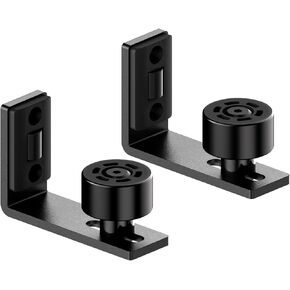 Sliding Barn Door Floor Guide Wall Mount Hardware Adjustable Stay Rollers, Smooth Wheels Flush Bottom Countersunk Holes Black 2 Pack in Kuwait