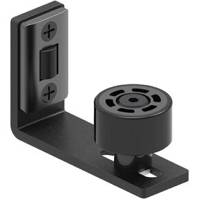 Sliding Barn Door Floor Guide Wall Mount Hardware Adjustable Stay Rollers, Smooth Wheels Flush Bottom Countersunk Holes Black 2 Pack