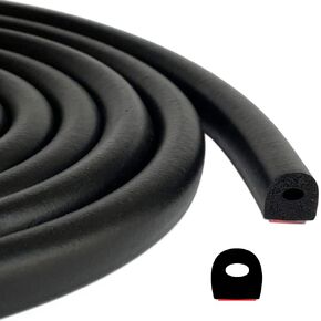 D Shape EPDM Foam Rubber Seal with Tape, Self-Adhesive Rubber Weather Stripping for Boat, Auto, RV, Marine, Garage Doors/Window and More, W:0.5"; H:0.5"; L:26Feet