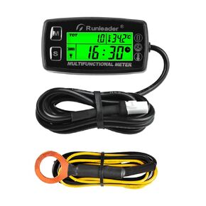 Runleader Digital Hour Meter Tachometer,Engine Temperature Gauge with Alert Temp,3 Backlights Display for Generator Snowmobile Lawn Tractor Pit Bike Compressor Marine Jet Ski (HM035A1)