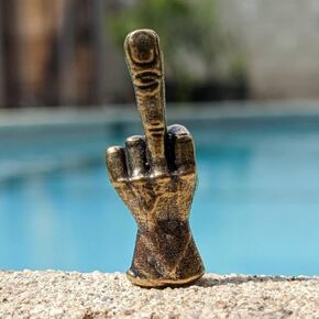 Middle Finger Figurine Brass Gold Freestanding Handmade Trinket Funny Hand Sculpture Gift for Boss and Loved Ones