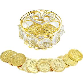 Wedding Arras Coins Set,Arras De Boda Catolica,Arras Para Boda Catolica Decoracion Gold Gift Box with 13 Virgen of Guadalupe Coins,Arras De Boda Cristiana,Mexican Wedding Accessories for Ceremony