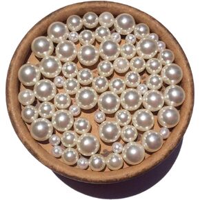 EmmaGreen No Hole Pearls Ivory Imitation Pearl Beads Without Hole Tiny Small for Decoration Gorgeous ABS Round Undrilled Pearls (Mix 2mm to 10mm 300pcs)