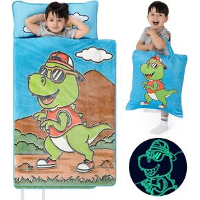 سجادة قيلولة للأطفال الصغار الأولاد - سجادات قيلولة ديناصور لمرحلة ما قبل المدرسة - سجادة قيلولة للأطفال الصغار مع وسادة - سجادة قيلولة للأولاد للرعاية النهارية - سجادات نوم للأطفال مع بطانية - حقيبة نوم ديناصور للأطفال من سن 3 إلى 8 سنوات in Kuwait