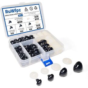 RuWfpz Safety Noses for Crochet Animals Amigurumi 15-30mm - 4 Sizes Stuffed Animal Noses with Washers, 50Pcs Plastic Black Teddy Bear Nose for Crocheting Doll Crafts Plushies