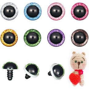 MUCUNNIA 120pcs 12mm Safety Eyes for Amigurumi Glitter Plastic Safety Eyes for Crochet with Washers Craft Crochet Eyes Doll Eyes for Crochet Animals Plush Stuffed Animals DIY Christmas Decorations