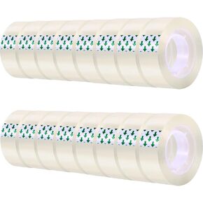 Shappy 16 Rolls Transparent Tape Refills Clear Tape, Each Roll 3/4 x 1200 Inch Transparent Glossy Tape Gift for Office, House, School