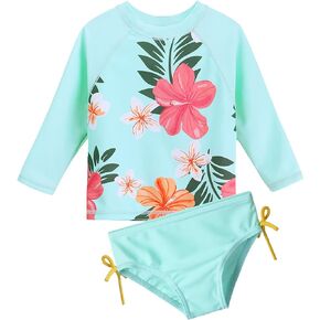 XFGIRLS Toddler Girls 2- Piece Swimsuit Rash Guard Shirt Sunsuit Quick-Dry