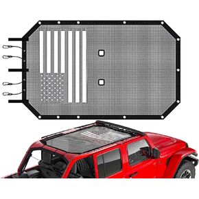 RT-TCZ for Jeep JK Sunshade Mesh Shade Top Cover, JKU American Flag Bikini Top for Jeep Wrangler JK JKU 2007-2017 4 Door
