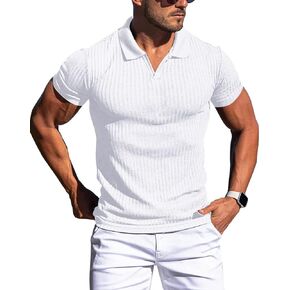 Muscle Polo Shirts for Men Slim Fit Short Sleeve Golf Shirts Men Dry Fit Shirts Casual Stylish Clothes