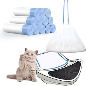 120 Count Cat Litter Box Liner Bags Replacement Compatible with Litter-Robot 3 and 4, Waste Drawer Liners Bags Thick Self-cleaning Cat Litter Box Liners with Drawstring 10-11 Gallons